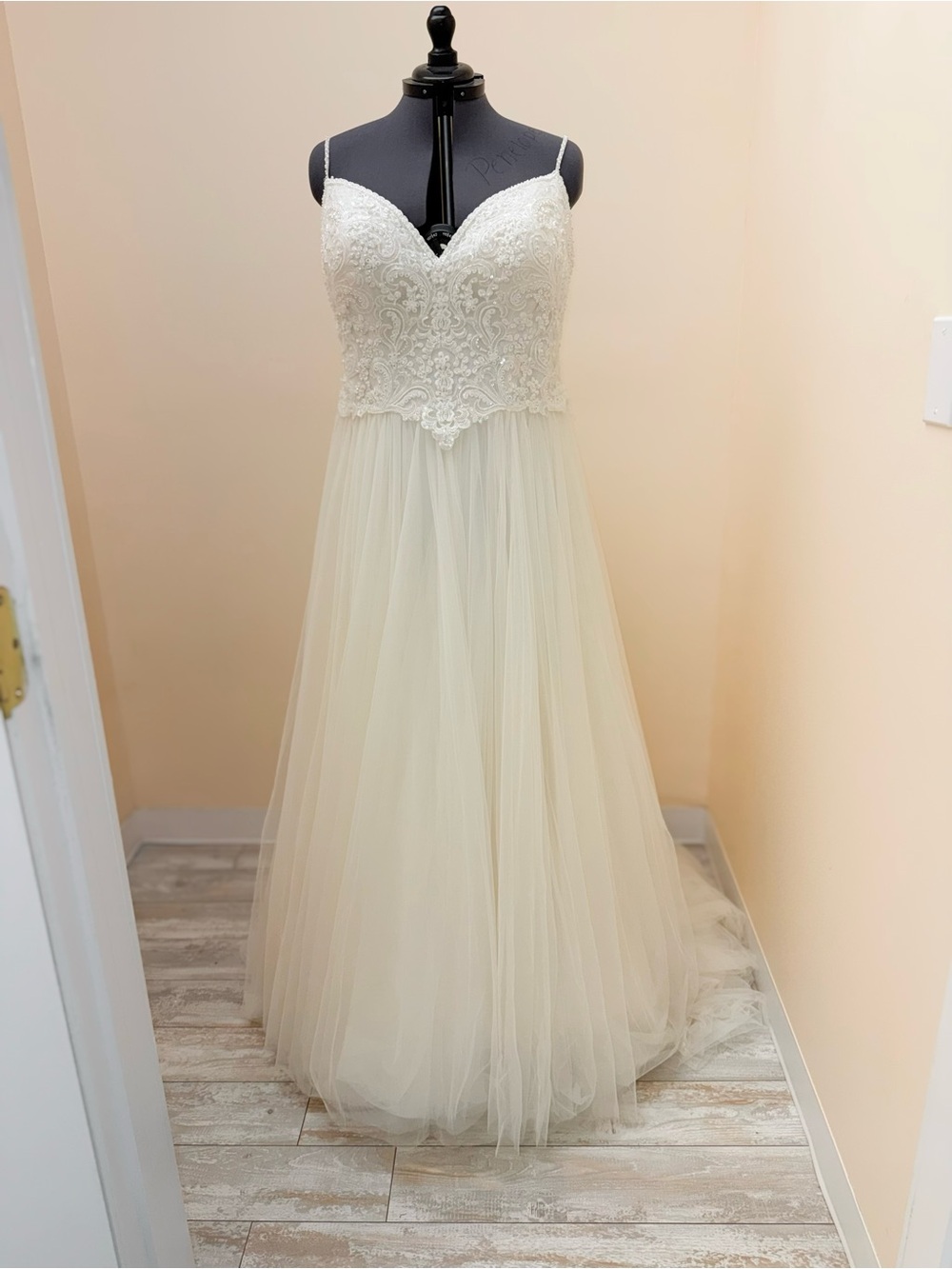 Ivory Lace Bodice Tulle A-Line Dress